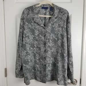 Black Paisley Karen Scott Blouse 1X